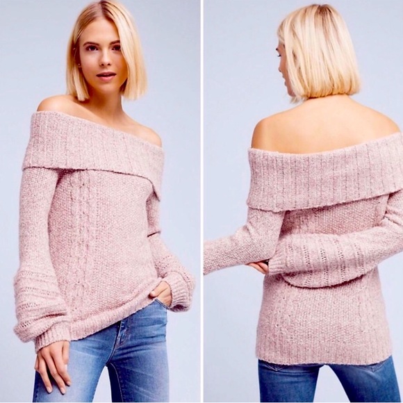 Anthropologie Sweaters - Anthropologie Sleeping on Snow Violet Marled Off the Shoulder Sweater - Size M